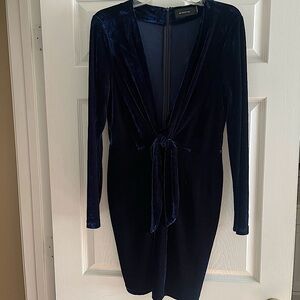 MINKPINK sapphire deep V velvet mini dress